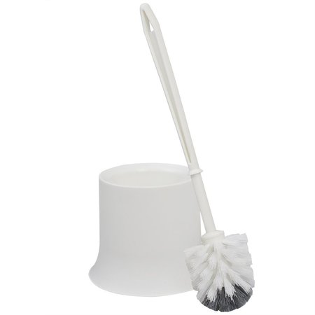 HOME BASICS Plastic Toilet Brush with Compact Holder, White TB45049